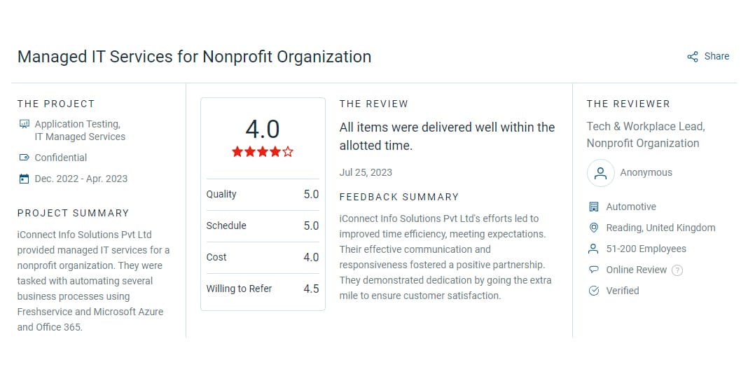 review for managed IT services for nonprofit organization